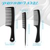 Patelai 3 Pcs Wide Tooth Detangling Hair Comb Detangling Hair Comb Hair Styling Comb Set, Carbon Fiber Cutting Comb Anti Static Heat Resistant Comb for Women Curly Straight Long Hair, Black (Elegant)
