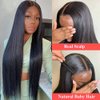 200% Density V Part Wig Human Hair Straight Brazilian Virgin Human Hair Wigs for Black Women Upgrade U Part Human Hair Wig Full Head Clip In Half Wig No Leave Out Lace Front Wigs Natural Color 22 Inch