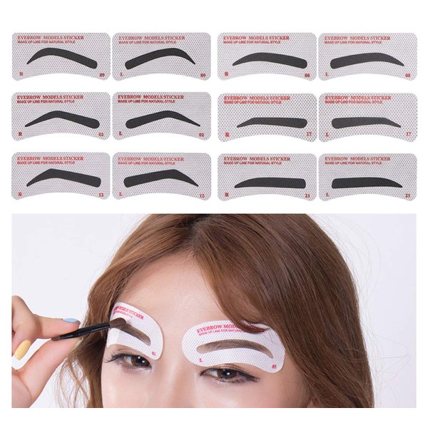 60 PCS Eyebrow Stencils 6 Styles Non-Woven Shaping Grooming Stencil Kit Eyebrow Drawing Guide Makeup Template DIY Tools For Beginners