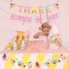 Jollyboom Three Scoops of Fun Banner Ice Cream 3rd Birthday Party Decoration for Girls, Glitter for Girl Summer Ice Cream Theme 3rd So Sweet Birthday Party Decoration