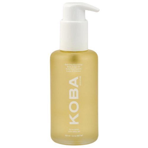 KOBA Gold Drip Nourishing Body & Hair Oil - For Women & Men - Moisturizing - Normal to Very Dry Skin - All Hair Types & Beards - Woody, Floral, & Citrus - Natural - Vegan - Safou Oil (3.4 Fl Oz)