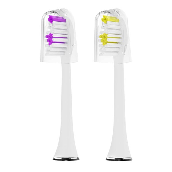Acteh Toothbrush Heads for Sonic Edge, JetWave, JetUV and eBrush Toothbrush Models (White Purple/White Yellow)