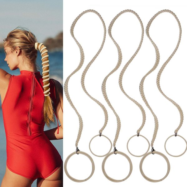 Blonde Elastic Thick Hair Ties No Damage for Women, Ponytail Holders Hair Bands for Long Thick Curly Hair Ponytail Wrap Hair Tie for Wind Water Braided Hair Ties Scrunchies for Swimming Sports 25”