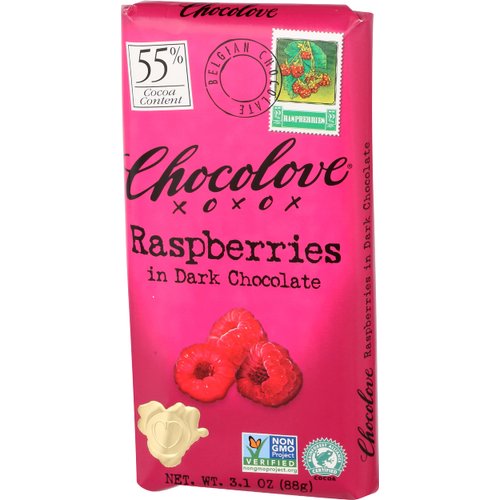 Chocolove Xoxo Raspberries In Dark Chocolate Bar -- 3.1 Oz