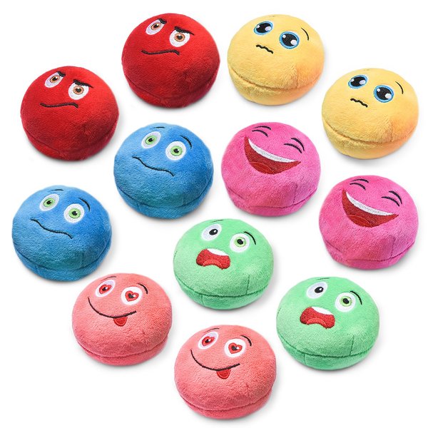 Squeaky Dog Toys, Stuffed Plush Puppy Toy Balls to Keep Them Busy, (12 Pack) Interactive Funny Pet Ball with Squeaker for Puppies Small Breed Dogs