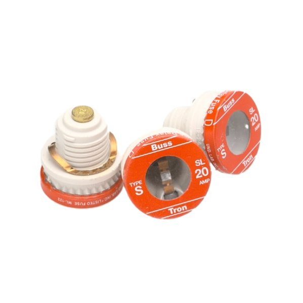 Bussmann BP/SL-20 20 Amp Time Delay Loaded Link Rejection Base Plug Fuse, 125V UL Listed Carded, 3-Pack by Bussmann
