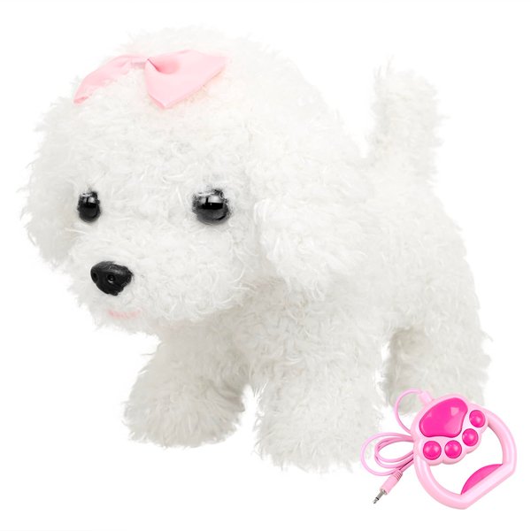 YH YUHUNG Walking and Barking Dog Toys for Kids with Remote Control Leash, Plush Electronic Pets Puppy Interactive Dog That Walk, Bark, Head Nod, Wags Tail(White)