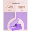 Maryton Nail Buffer Block, Medium/Fine Grit 100/180 Finishing Buffers for Acrylic Nails Gel Polish Nails, 3 Way Professional Pedicure Manicure Buffer Kits, 5 Count (Purple)