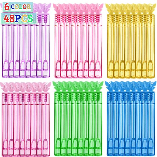 48 Pcs Butterfly party favors Butterfly , 6 Colors Mini bubble wands Neon Bubble Butterfly Theme Toys for Kids Boy Girl