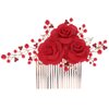 LALAFINA Red Flower Hair Comb Crystal Bridal Hair Comb Wedding Hair Comb Rhinestone Hair Piece Floral Rhinestone Hair Comb for Women Bride (Red)
