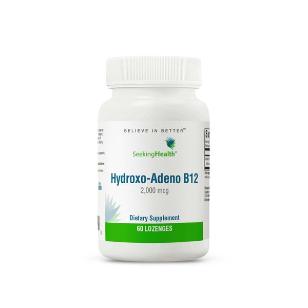 Seeking Health Hydrox-Adeno B12, 2000 mcg Methyl-Free Vitamin B12, Energy and Focus Support for Men and Women, Methylation and Homocysteine Support, Detoxification, Vegan and Vegetarian (60 lozenges)*