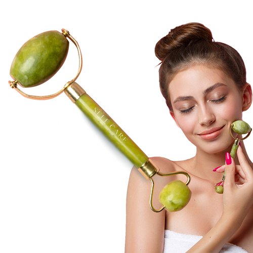 Jade Roller for Face - Real Jade Stone Massager Tool for Lymphatic Drainage - Facial Massage Tool for Skin Beauty