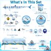 cocomigo 197 Pcs Shark Birthday Party Decorations Tableware Set, Shark Party Supplies Include Banner, Plates, Tablecloth, Cake Topper and Balloons Etc, for Shark Themed Decorations Serves 25 Guests
