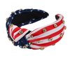 Lonext Independence Day Knotted Headband for Women Sparkly Rhinestone Embellished Hairbands Twist Turban Headband Elastic Wide Hair Hoop for Girls (American Flag Colors)