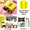 Kajaia 24 Pcs Softball Party Favors Softball Cosmetic Bag Sport Hair Scrunchies Softball Bracelet Travel Pouch Canvas Makeup Bags Softball Hair Ties Bands for Women Girls Team Gifts(Cute)