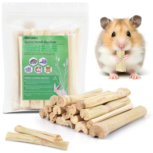 Bissap 170g/0.3Ib Sweet Bamboo Sticks for Rabbits, Bunny Chew Toys for Rabbits Hamster Chinchilla Guinea Pigs Rabbit Squirrel Small Animals Natural Treats Teeth Grinding Chew Sticks