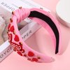 Heart Headband for Women Valentine's Day Knotted Headband Beaded Rhinestone Heart Hairband Crystal Galentines Day Top Knot Headband Valentine's Day Hair Accessories Holiday Gifts (LOVE Heart)