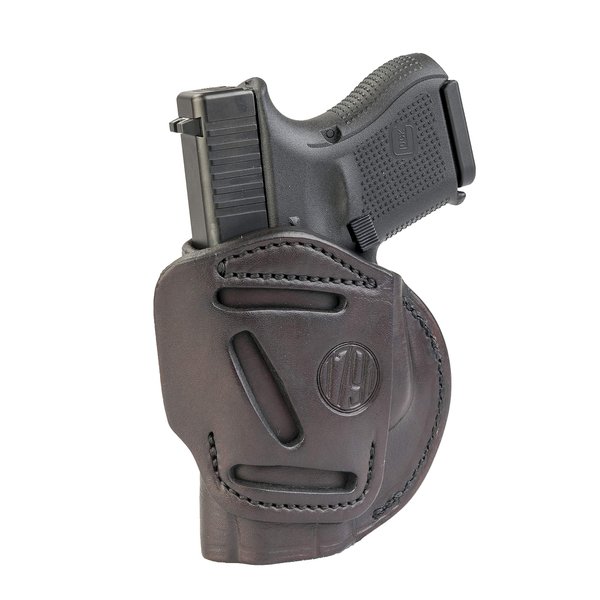 1791 GunLeather 4-Way Glock 26 Holster - OWB and IWB CCW Holster - Right Handed Leather Gun Holster - Fits Glock 25, 26, 27, 29, 30, 32, 33 - Signature Brown