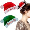 2 Pack Christmas Hat Hair Claw Clips for Girls Acrylic Jaw Clips Christmas Themed Styling Barrette Hair Accessories for Women Girls Thin and Thick Hair (Green and Red)