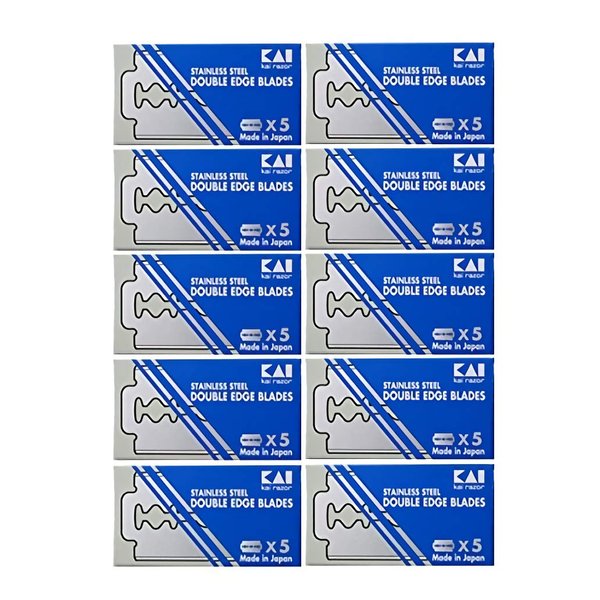 50 Stainless Steel Double Edge Safety Razor Blades from Kai Cutlery