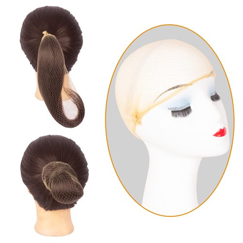 Askuang 100PCS Blonde Hair Net 20" Invisible Elastic Edge Mesh Hair Nets for Ballet Bun, Women Sleeping, Food Service, Short Wig Package 50cm