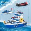 Vziimo City Police Boat Building Blocks Sets, Cool Patrol Rescue Coast Guard Ship with Race Boat Building Toys,480 Pcs STEM for Boys Girls 6-12