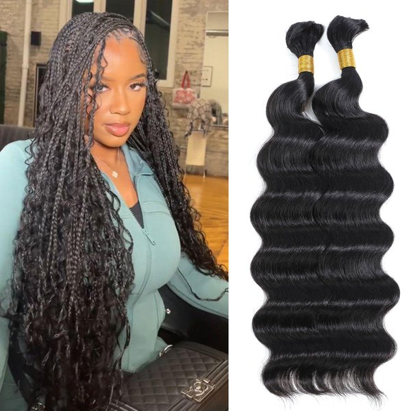 DMKEEP Top Grade Loose Wave Human Braiding Hair 2 Bundles 100g Human Hair Braiding Hair No Weft Bulk Human Hair for Braiding Hair Extensions Natural Color 20 Inch