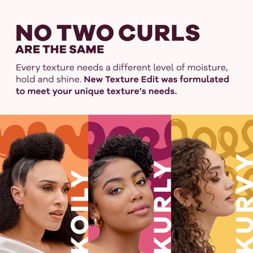 Eco Style, Texture Edit, Kurly Moisturize Smoothing Cream for Type 3 curly hair - A sulfate-free, curl cream that smooths, combats frizz and nourishes parched curls. 8 oz.