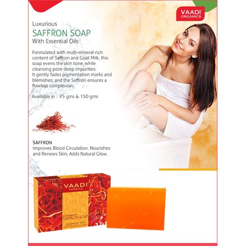Vaadi Herbals Saffron Oil Bar Soap, 2.65 Ounce Each (Pack of 8)