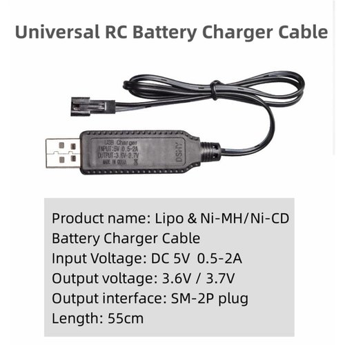 Aliwisdom Smart Universal RC Charger Cable with SM-2P Connector Plug for 3.7V 1S Lipo Battery & 3.6V 3S Ni-MH/Ni-CD Battery Pack, Compatible RC Car/Boat/Plane/Drone/Tank/RC Helicopters