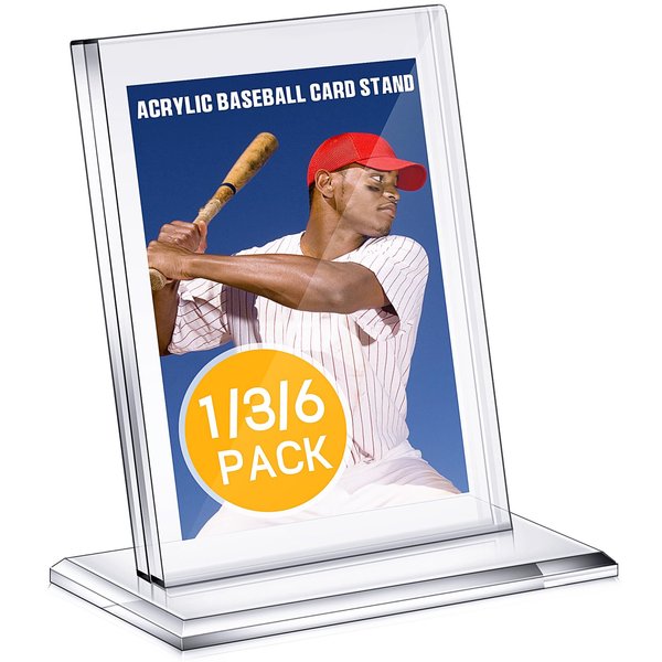 Mudder 6 Pack Acrylic Baseball Card Frame Display Stand Trading Card Display Clear Trading Card Holder for Standard Cards, Sports Cards, Trading Card, Sports Card