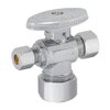 Eastman Quarter-Turn Dual Outlet 3-Way Stop Valve, 3/8 Inch OD Compression x 1/4 Inch OD Compression x 5/8 Inch OD Compression, Chrome Plated, 48654LF