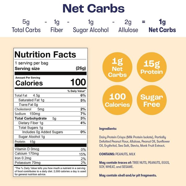 Schoolyard Snacks - Keto Cereal Low Carb, Zero Sugar (Peanut Butter 12 Pack) - A Healthy High Protein Cereal Snack & Breakfast - The Perfect Keto Cereal with 100 Calories, 15g Protein