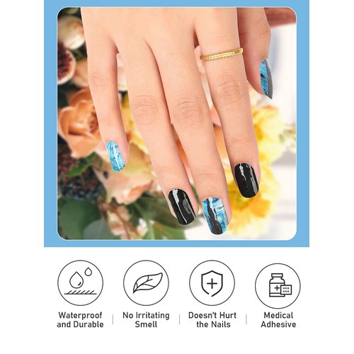Kalolary Starry Night Gel Nail Stickers Wraps, Starry Sky Full Wrap Nail Gel Polish Strips, Brighter and Waterproof Adhesive Real Gel Nail Polish Stickers for Birthday Gift（UV/LED Lamp Required）