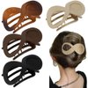 Ahoney Flat Hair Clips for Women, Duckbill Clip Lay Down Claw Clips for Thick/Thin Hair Banana Clip French Hair Barrettes for Styling Hair Accessories for Women (Black/Amber/Brown/Khaki)
