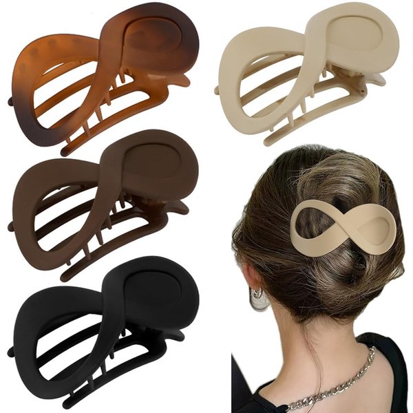 Ahoney Flat Hair Clips for Women, Duckbill Clip Lay Down Claw Clips for Thick/Thin Hair Banana Clip French Hair Barrettes for Styling Hair Accessories for Women (Black/Amber/Brown/Khaki)