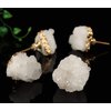 JIC Gem 4 Pack Crystal Stone Cabinet Knobs Quartz Geode Druzy Gold-Plated Handles Natural Gemstone Cupboard Drawer Pulls for Home Office Décor
