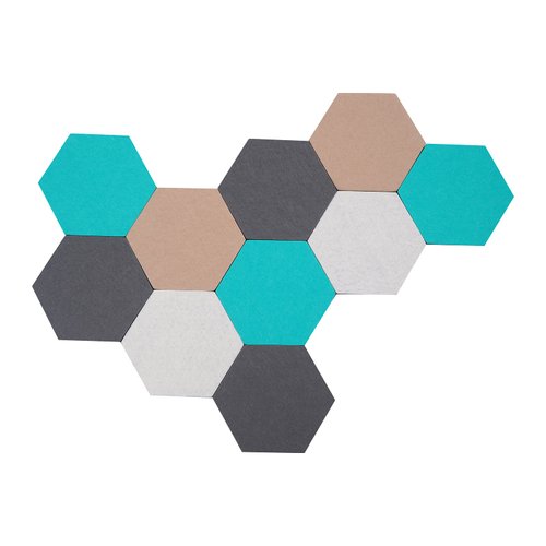 Afumazi 10Pcs Self Adhesive Felt Board Tiles Hexagon Bulletin Board for Walls, Felt Cork Pin Board for Pictures Photos Memos with Push Pins (Color D)