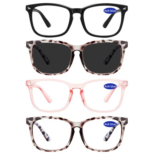 WEMOOTANTS 4 Pairs Blue Light Reading Glasses 2.0 for Women Readers Sunglasses 2.0+ UV Protection 1.0 1.25 1.5 1.75 2.00 2.25 2.5 2.75 3.0 3.5 4.0
