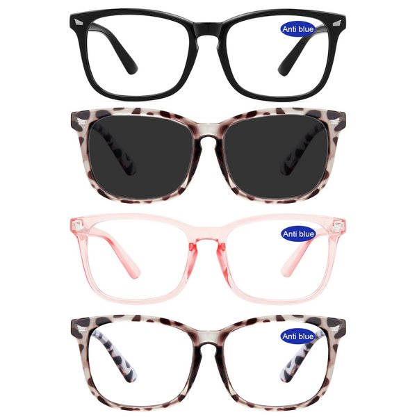 WEMOOTANTS 4 Pairs Blue Light Reading Glasses 2.0 for Women Readers Sunglasses 2.0+ UV Protection 1.0 1.25 1.5 1.75 2.00 2.25 2.5 2.75 3.0 3.5 4.0