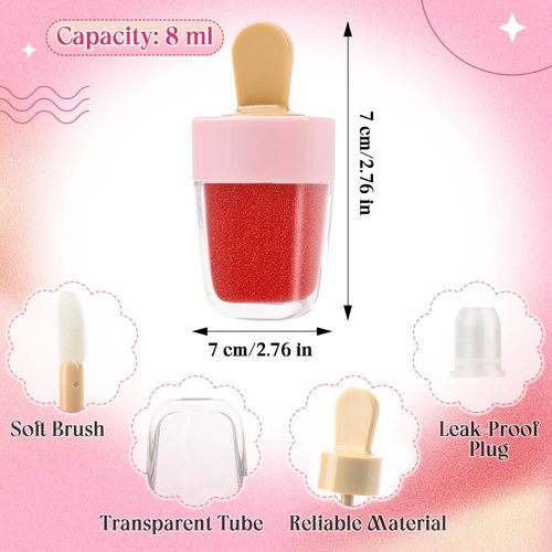 Pineraap 20 Pcs Lip Gloss Tubes Containers Cute Ice Cream Shape Empty Lipgloss Tubes Refillable Lip Balm Container Travel Portable Lipstick Tubes Lip Glaze Vials Bottles for Women DIY Cosmetic Samples