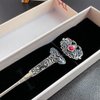Rabithenn S925 Silver RUYI Shape with Red Pearl Hairpin Chinese hanfu Style Hair Sticks Handmade Hair Clip Hair Accessories for Women Girls Long Hair (Ruyi)