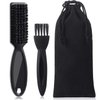 2 Pieces Hairdressing Barber Clipper Brush Tools Set, Include Clipper Blade Cleaning Brush Nylon Brush and Shaver Razor Trimmer Cleaning Brush with Drawstring Storage Pouch