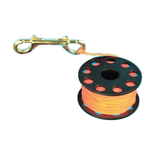 Trident Finger Reel with Brass Clip Wreck Scuba Diving Tech Spool Reel, Small 45 FT - 45' Reef Finger Reel - Orange
