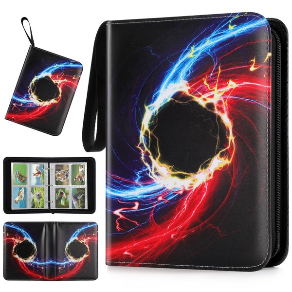 XSHNUO Trading Card Binder,4 Pockets 400 Cards Holder Collector Album with 50 Removable Sleeves Compatible with Pokemon Cards Football Card TCG Game Sports Cards, Black