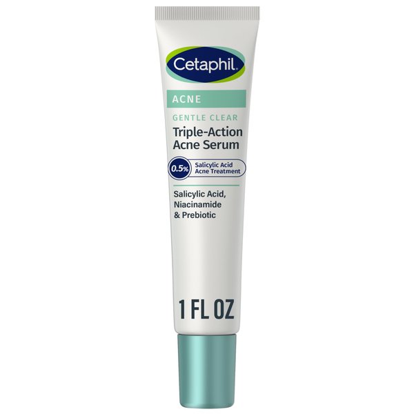 Cetaphil Gentle Clear Triple-Action Acne Treatment Serum with Salicylic Acid, Treats and Prevents Acne, Great for Post-Acne Marks, for All Skin Types, 1oz