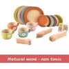 Giant bean 27PCS Wooden Toy Plates and Dishes for Kitchen Set,Montessori Kitchen Toys for Girls and Boys, Wooden Play Kitchen Accessories