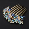 Chargances Butterfly Luxury Crystal Hair Comb Boho Shiny Flower Hair Comb Bridal Wedding Blue Rhinestone Hair Side Combs Hair Accessories Headpiece for Women and Girls (Blue)