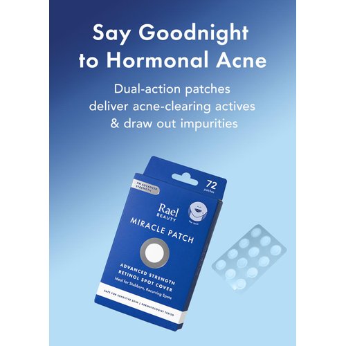 Rael Pimple Patches, Miracle Patch Retinol Spot Cover - Hydrocolloid Acne Patch for Face with Retinol, Blemishes, Zits Absorbing Patch, Breakouts Spot, PM Advanced Treatment, Facial Sticker (72 Count)