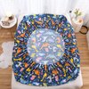 NATURETY Soft Bedding Fitted Sheet with Deep Pocket,Thicken Dino Printed Bed Sheets for Teens (Navy Blue(Dinosaur), Twin)